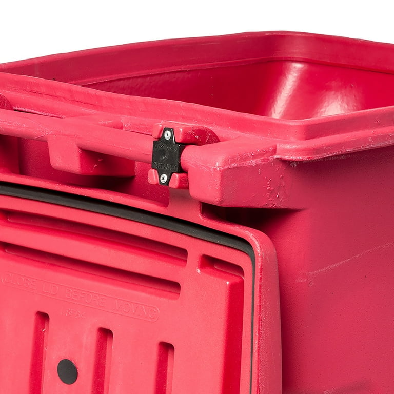 Toter 64 Gal. Red Hazdous Waste Trash Can with Lid Lock and