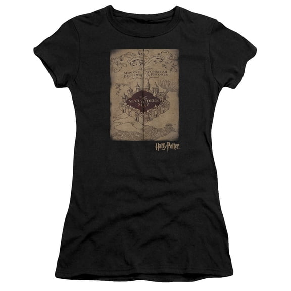 Harry Potter - Marauders Map - Juniors Teen Girls Cap Sleeve Shirt - Small