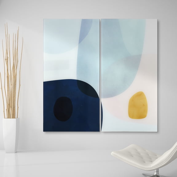 Empire Art Direct Gold Monde II AB Frameless Free Floating Tempered Glass Panel Graphic Wall Art Set of 2, 72" x 36" x 0.2" each, Ready to Hang