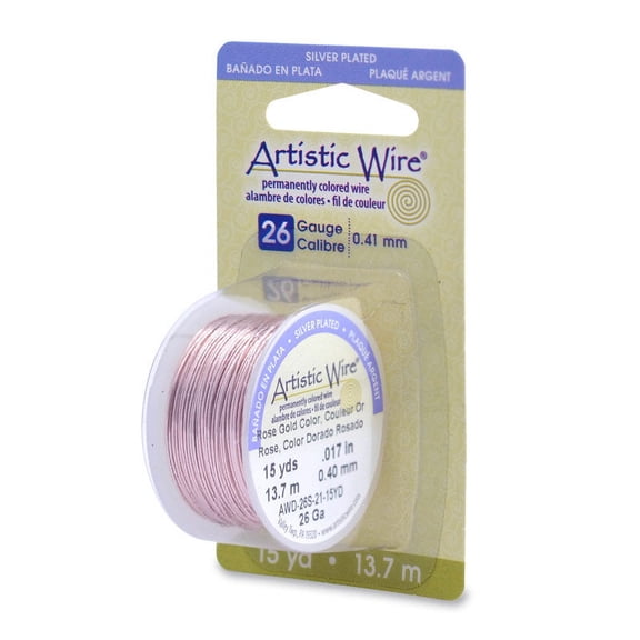 Artistic Jewelry Wire Round Spool 26 Gauge Silver Plated Rose Gold (15-Yards)