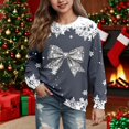 thumbnail image 2 of Byoo Big Girls Silver Bow Snowflake Sweatshirt Crewneck Long Sleeve Holiday Casual Pullover Sweatshirt,Grey, 2 of 4