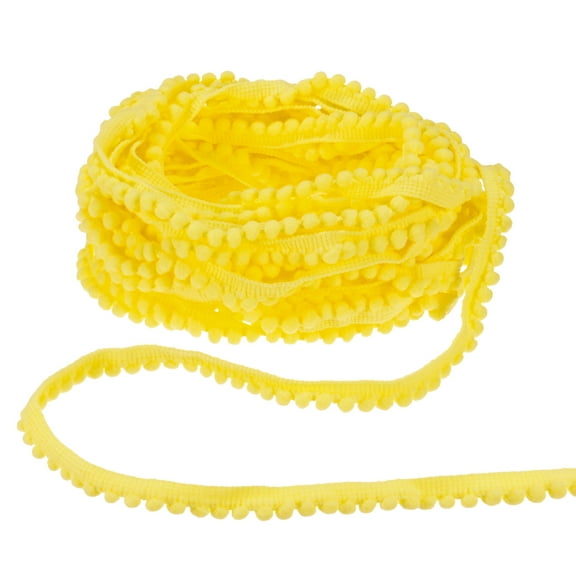 Uxcell 1-Pack Pom Pom Ball Fringe Trim, 10 Yards 5mm Mini Pom Pom Trim Ribbon for Home Decoration/DIY Crafts, Bright Yellow