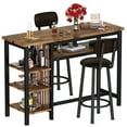 thumbnail image 1 of Lamerge Bar Dining Table Set for 2, 3 Piece Bar Table and Chairs Set, Kitchen Counter Height Dining Table Set, Small Kitchen Bar Table with Storage, Breakfast Nook Set for Small Space, Rustic Brown, 1 of 9