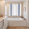 thumbnail image 3 of Abstract Geometric Blue Stripe Kitchen Curtains 63 Inch Length, White Backdrop Grommet Top Bedroom Living Room Curtains, Light Filtering Cafe Curtain Drapes 2 Panels Set 84''x63'', 3 of 9