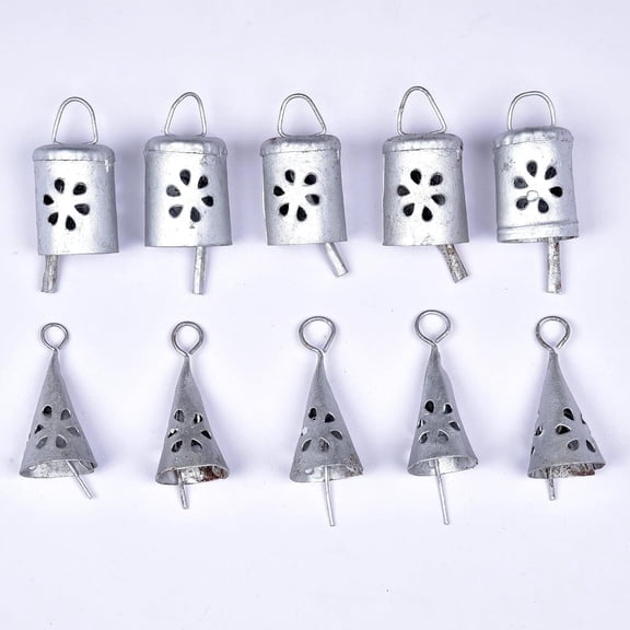 Vivanta Vintage Rustic Hanging Mini Metal Jingle Bells, Silver, for Christmas Decorations Bells and Crafts