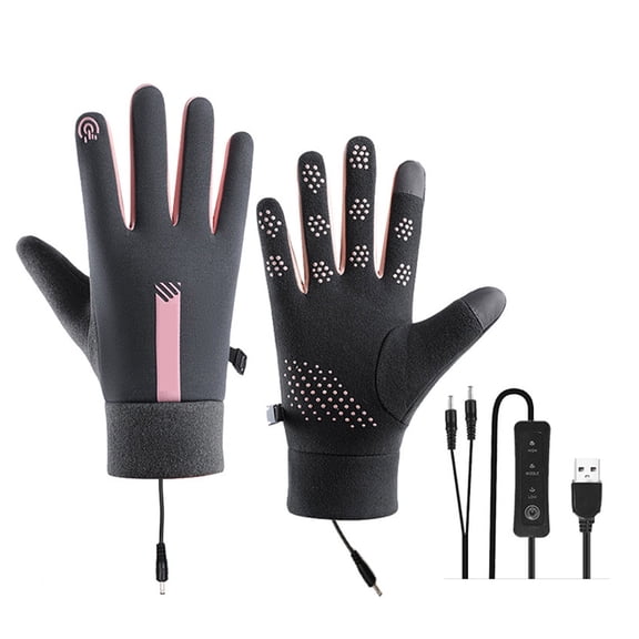 Waterproof Heated Winter Gloves for Men & Women - USB Heating, 3 Heat Settings, Touch Screen for Outdoor Work, Skiing & Cycling (Not Rechargeable)