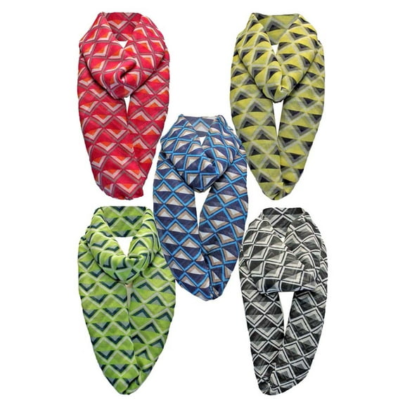 Chevron Print Infinity Fashion Scarf 5-Pack Wholesale Lot