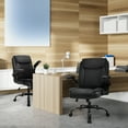 thumbnail image 2 of CELTOSS Leather Office Chair, Ergonomic Executive Chair with Padded Flip-Up Armrests, Mid-Back PU Computer Desk Chair, Jet Black, 2 of 13