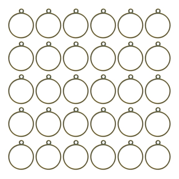 50pcs Open Bezels, Resin Bezels Pendants Mold Open Back Bezels Alloy for Resin Jewelry Making, Round , Light Bronze