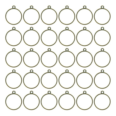 50pcs Open Bezels, Resin Bezels Pendants Mold Open Back Bezels Alloy for Resin Jewelry Making, Round , Light Bronze