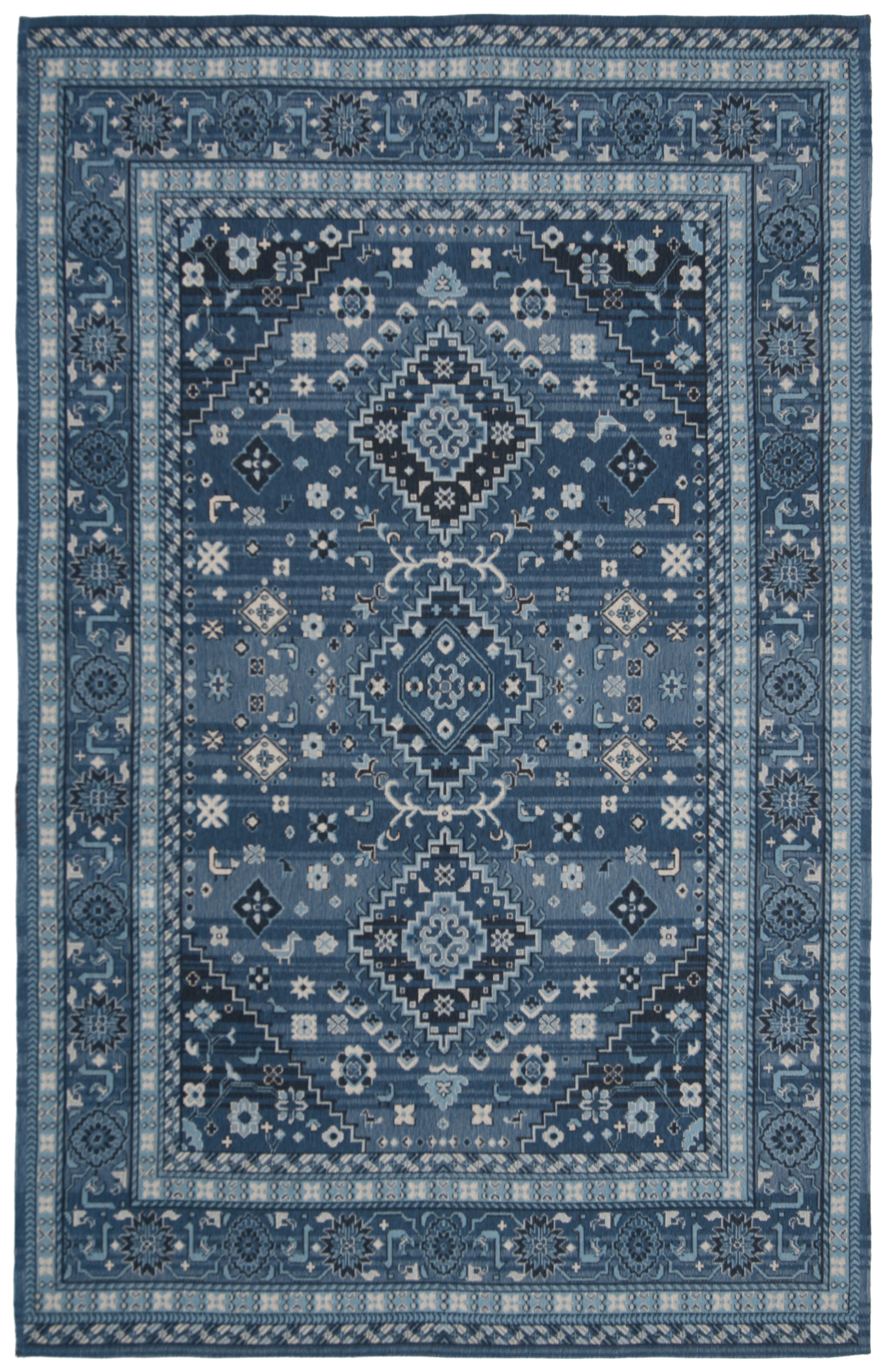 SAFAVIEH Classic Vintage Tristen Geometric Polyester Area Rug, Blue/Charcoal, 6' x 9'