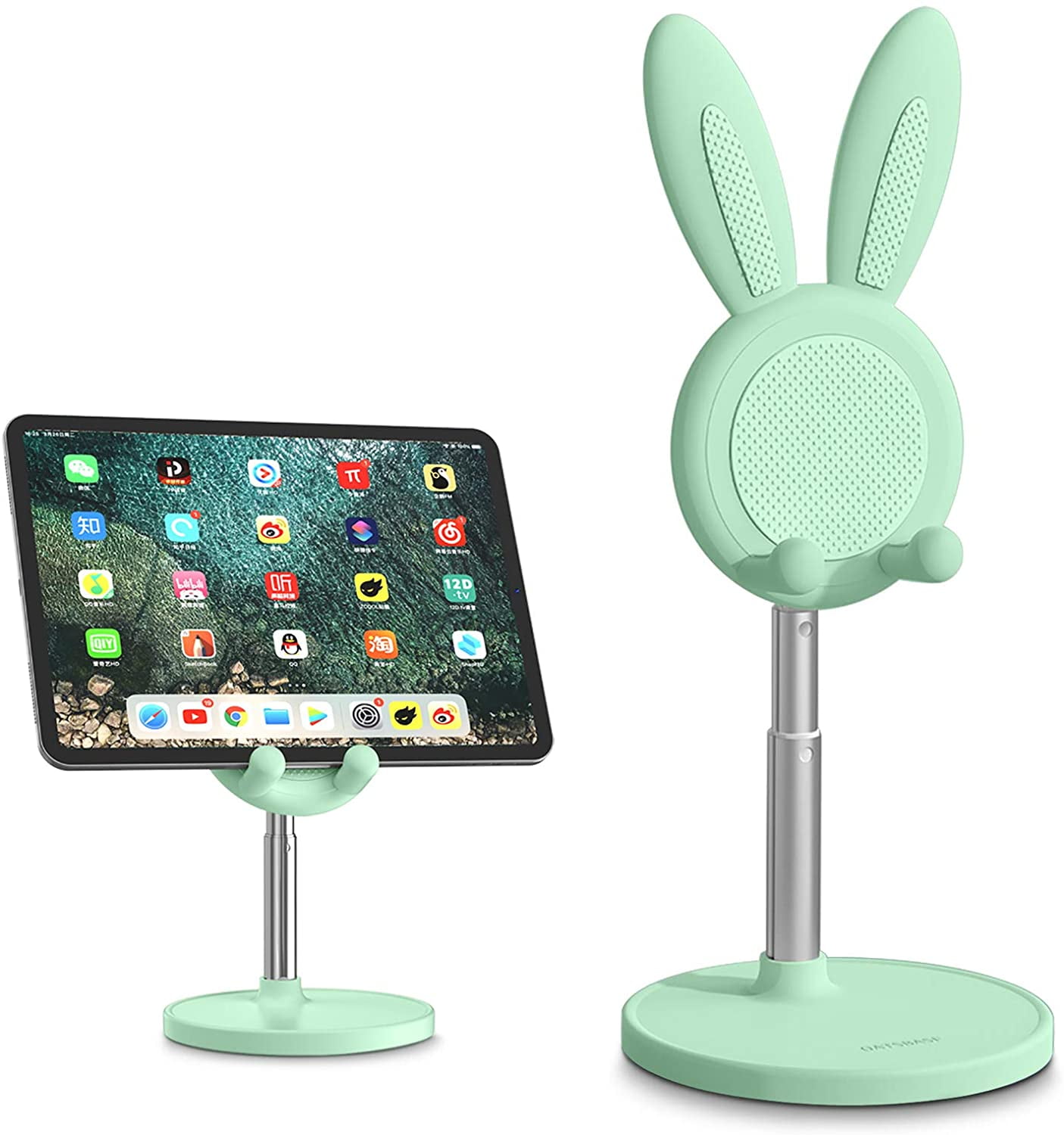 Angle Height Adjustable OATSBASF Cell Phone Stand for Desk Switch Kindle All Phones Cute Bunny Phone Stand White Compatible with iPhone Tablets iPad Thick Case Friendly Phone Holder Stand 