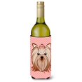 thumbnail image 1 of Botella de vino Yorkie / Yorkshire Terrier a cuadros rosados ​​aislante para bebidas Hugger BB1138LITERK Caroline's Treasures BB1138LITERK, 1 of 1