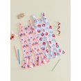 thumbnail image 3 of BemeyourBBs Toddler Baby Girls 4th of July Outfit Patriot Independent Day Clothes Flag Plaid Print Romper Overalls Bell Bottoms Casual Summer Sleeveless Jumpsuit Fourth of July Outfit, 3 of 9