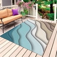 thumbnail image 4 of Outdoor Rug 3x5 ft Teal Blue Modern Geometric Outdoor Large Area Rug Non Slip Turquoise Brown Abstract Ocean Wave Front Door Mat RV Rug Carpet Patio Outdoor Rugs for Backyard Balcony Porch Indoor, 4 of 9