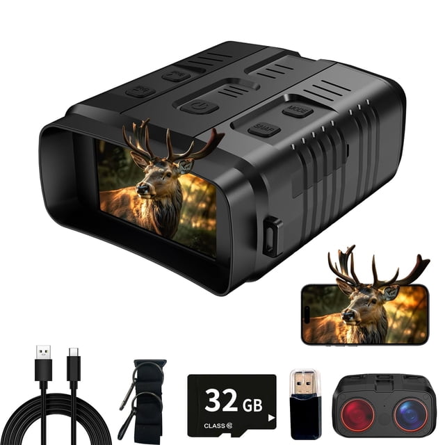 4K Day/Night Vision Goggles | Smart App Night Vision Binoculars - Up to 2642 FT Viewing Range, 3" HD LCD Screen, 4000mAh Rechargeable Battery, Includ