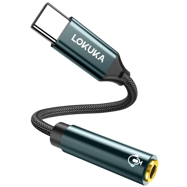 Adaptador USB tipo C a conector de auriculares hembra de 3,5 mm LOKUKA