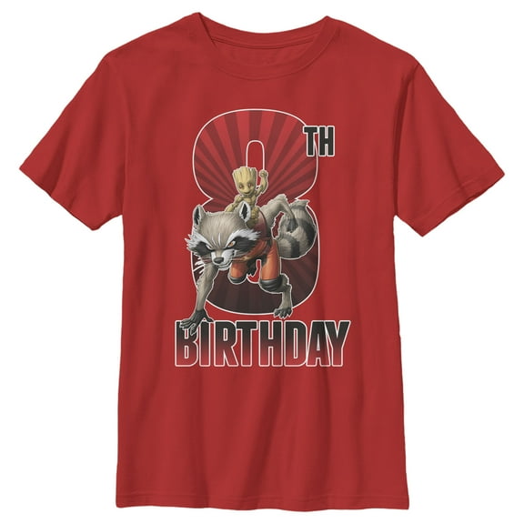 Boy's Marvel Rocket and Baby Groot 8th Birthday  Graphic T-Shirt