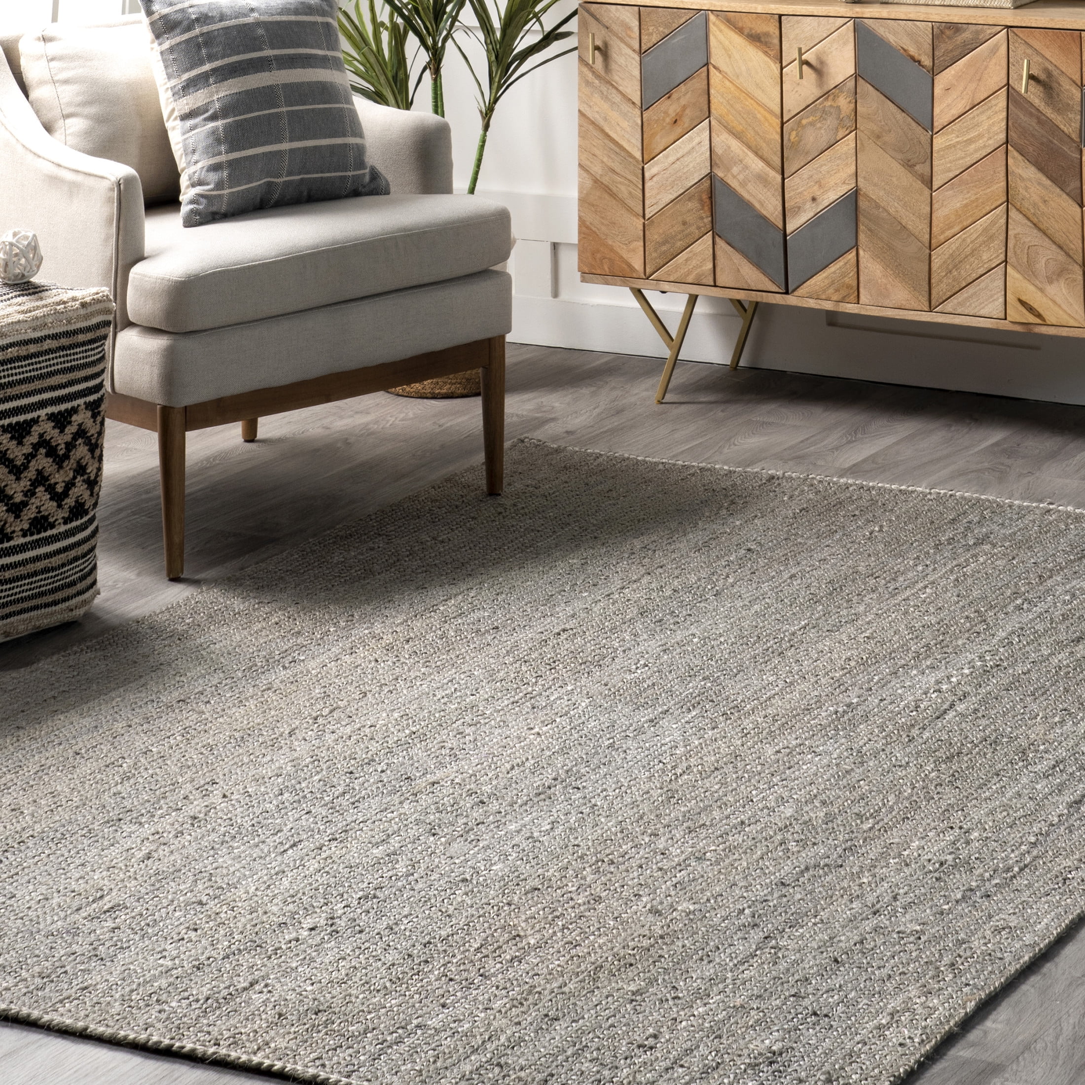 nuLOOM Rigo Hand Woven Farmhouse Jute Area Rug, 8' 6" x 11' 6", Grey