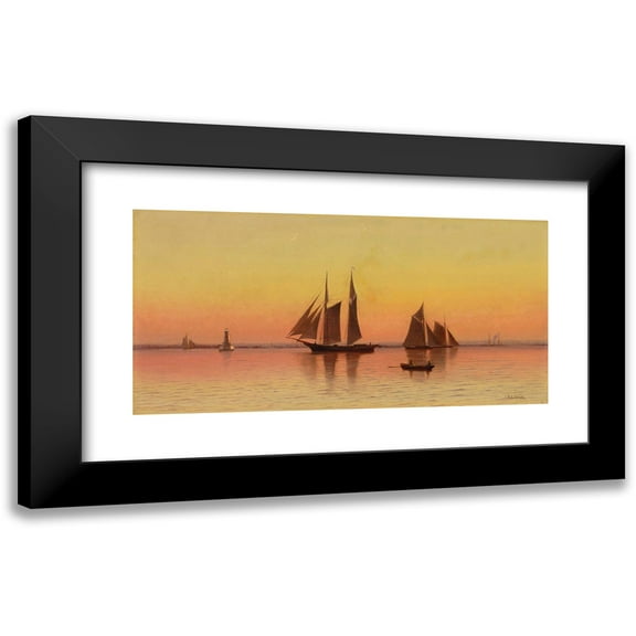 Francis A. Silva 14x9 Black Modern Framed Museum Art Print Titled - Sailboats at Sunset