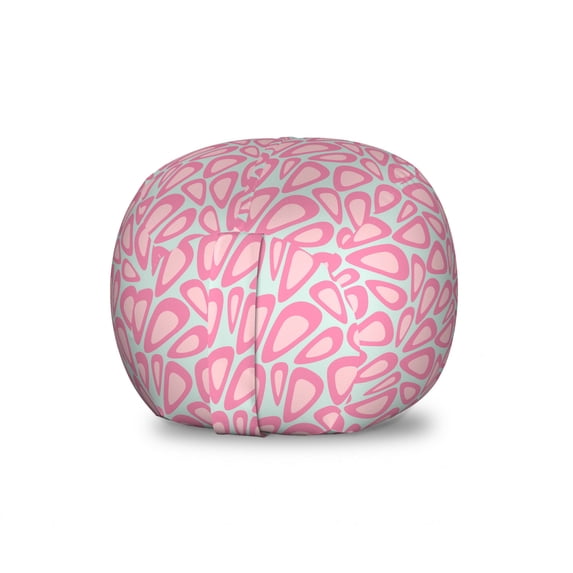 Abstract Storage Toy Bag Chair, Composition of Random and Bizarre Shapes in Pastel Shades, Stuffed Animal Organizer Washable Bag, Large Size, Cadet Blue Pink, by Ambesonne