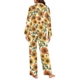thumbnail image 3 of SCRAWLGOD Sunflower Womens Pjs Sets Long Sleeve Sleepwear for Women Button Up Pajama Sets Size 3XL V-Neck 2 Piece Lounge Lightweight Women's Pj with Pockets, 3 of 7
