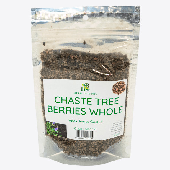 Herb To Body Chaste Tree Berries Whole | Vitex Angus Castus | Wildcrafted | 4oz