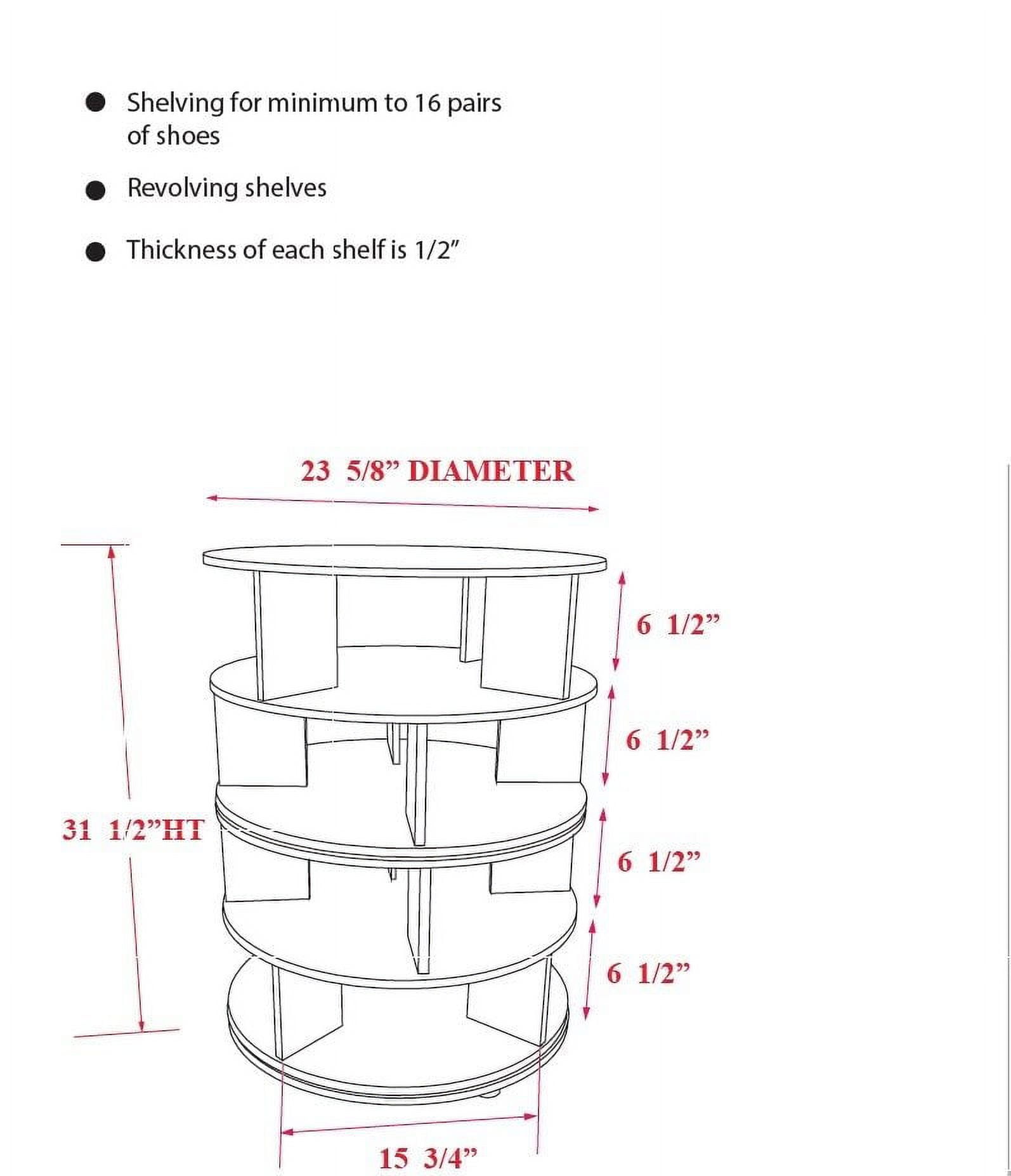 Montauk 16 Pair Revolving Shoe Storage Rack Carousel, White Wood
