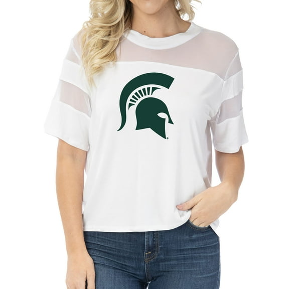 Women's White Michigan State Spartans Relaxed Avery Power Mesh Fashion Jersey
