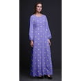 thumbnail image 3 of Bimba Moss Georgette Leaves & Anemone Floral Print Womenâ€™s Long Elastic Waist Casual Summer MaxiÂ&nbsp;Dress-Small, 3 of 5