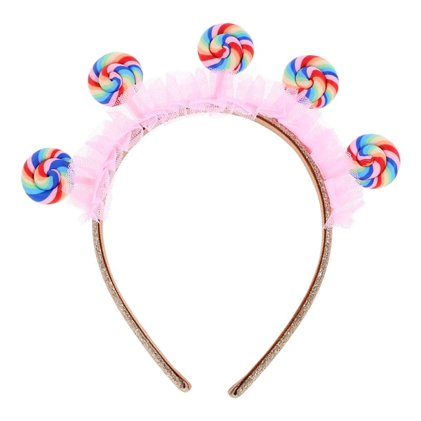 Diadema de piruleta para niñas, diadema de caramelos, decoración para el cabello, banda para el cabello de moda para niñas pequeñas
