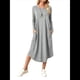 thumbnail image 1 of Vestido Informal Holgado de Cuello Redondo y Larga para Mujer, con Bolsillos Inclinados y Dobladillo Curvo. Plata M, 1 of 9