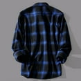 thumbnail image 6 of comerut Men Spring Shirt Plaid Print Long Sleeves Contrast Colors Turn-down Collar Lapel Warm Single-breasted Color Matching Buttons Autumn Coat for Daily Wear, 6 of 7