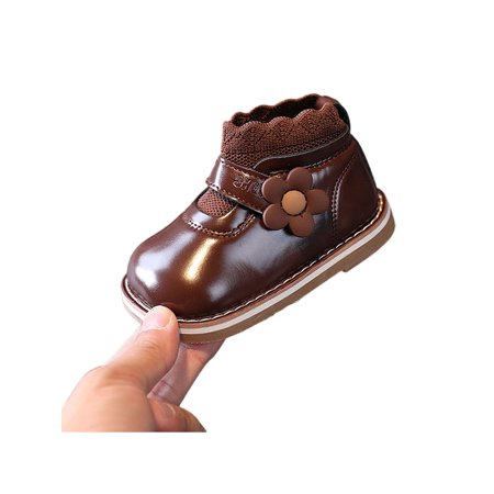 

Tenmix Girl Dress Bootie Magic Tape Toddler Boot Princess Ankle Boots Cute Flower Mary Jane School Non-Slip Comfort Short Booties Brown 12C