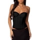 thumbnail image 1 of Women Bustier Corset Tops Strapless Lace Up Boned Mesh Bustier Tops Overbust Corset Top gray blue XL, 1 of 4