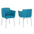 thumbnail image 3 of Milan Denise Turquoise Blue Faux Leather Club Arm Chair with Swivel (Set of 2), 3 of 12