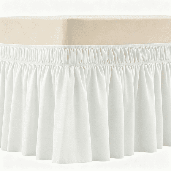Wrap Around Elastic Queen Bed Skirt, 15 Inch Drop Dust Ruffle Bed Ruffle, No Lift Mattress Easy Install Bed Skirt Queen Size 60x80 Inch, Wrinkle Resistant Soft Breathable Bed Skirt