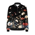 thumbnail image 4 of Hvyesh Women Zip Up Bomber Jackets Cute Floral Print Coat Spring Fall Long Sleeve Padded Coats Windbreaker Outerwear with Pockets Multicolor, 4 of 4