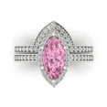 thumbnail image 2 of Clara Pucci 14K White Gold 2.4875 Simulated Pink Diamond Engraveable Engagement Ring + Wedding Band Set, 2 of 7