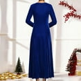 thumbnail image 3 of Womens Christmas Dress Velour Womens Long Sleeve Dress Blue Womens Dress A-line Dress Party Dress Fall Dresses Women, 3 of 5