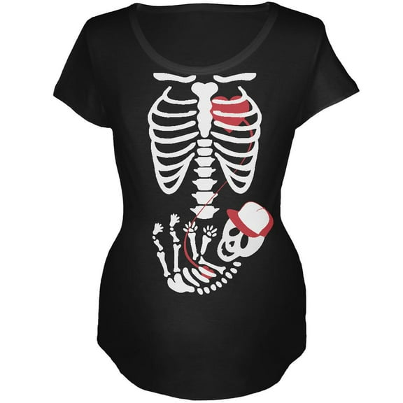 Halloween Baby Boy Skeleton Women's Maternity Costume T-Shirt - Medium