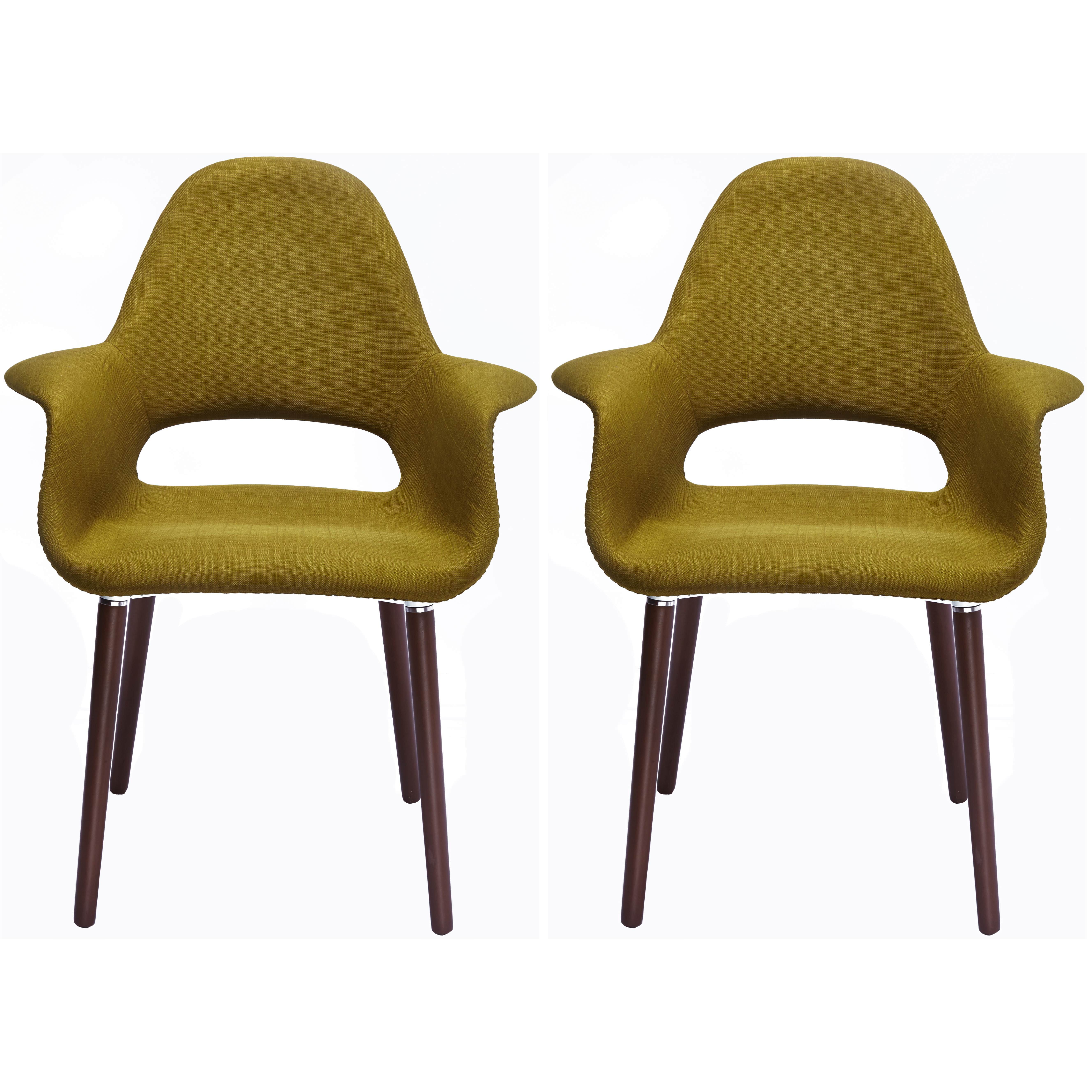 2xhome Set of 2 (Two) Green Upholstered Organic Arm Chair Armchair