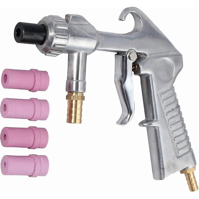 Sand Blasting Gun Sandblaster + 4pcs Ceramic Nozzles + Extra Iron Nozzle Tip Set