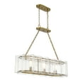 thumbnail image 4 of Warm Brass Three Light Linear Chandelier from the Genry Collection, 4 of 5