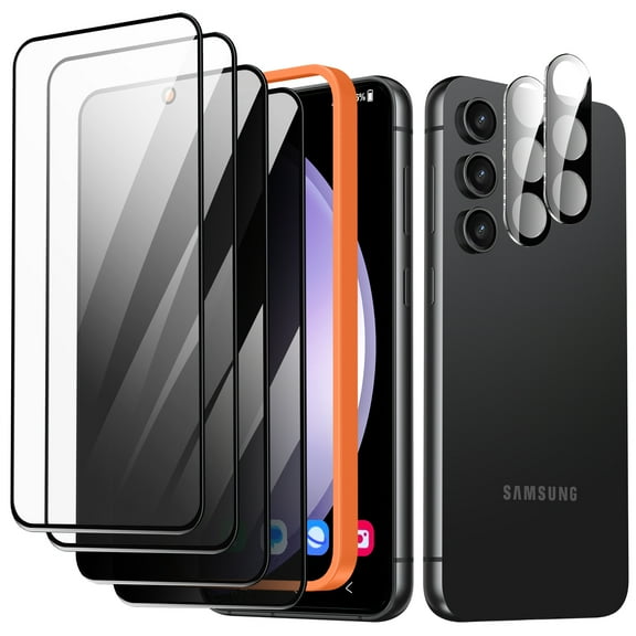 ANTSHARE Screen Protector Compatible with Samsung Galaxy S23 FE , 2 Pack Anti-Peep Films & 2 Pack Tempered Glass and 2 Pack Camera Lens Protector with Easy Installation Kit