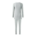 thumbnail image 5 of 2024 Women Two Piece Outfits Set Long Sleeve V Neck Slit Hem Tee Shirt High Waist Pants Tracksuit Dressy Pant Suits for Women Petite Pant Suits for Women Dressy Wedding Women's plus Suits Dressy Pant, 5 of 5