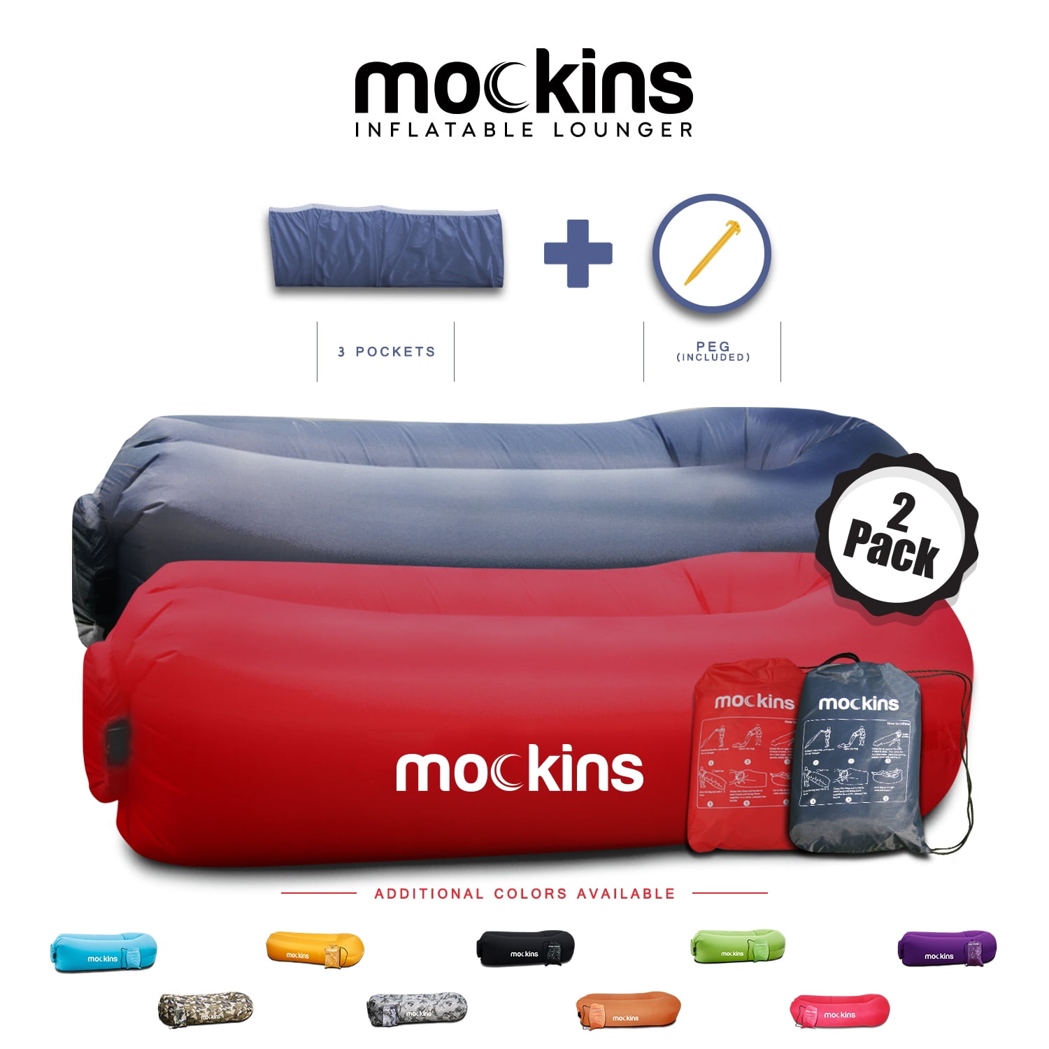 Red Inflatable Lounger air sofa easy carry portable sofa Red