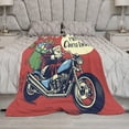 thumbnail image 5 of Merry Christmas Throw Blanket Soft Warm Vintage Santa Claus Motorcycle Lightweight Flannel Plush Fuzzy Blankets Gift for Women Kids Boys Teens 50X60 in, 5 of 6