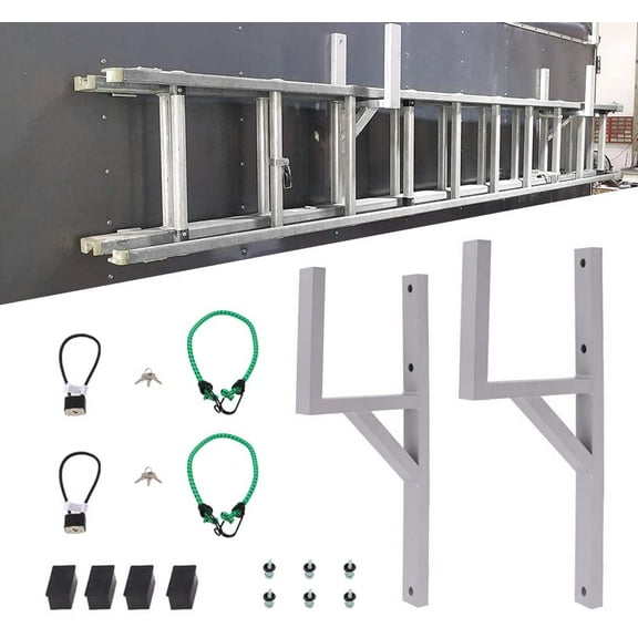 ELITEWILL 2pcs Universal Cargo Aluminum Side Mount Ladder Racks Fit for Enclosed Trailer Exterior or Interior Side Wall