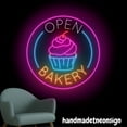 thumbnail image 2 of Handmadetneonsign Open Bakery Neon Sign, Pastry Shop Led Light, Cupcake Bakery Wall Decor, Bakery Art 72631, 2 of 5